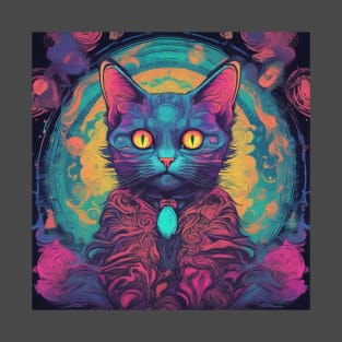 Cat Wizard Cat Mom Cat Psychedelic T-Shirt