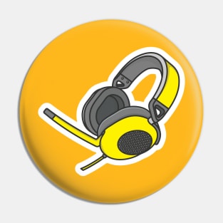 Communication Headphone Device Sticker vector illustration. technology object icon concept. Customer service or gamer headphone with microphone sticker design logo with shadow. Pin