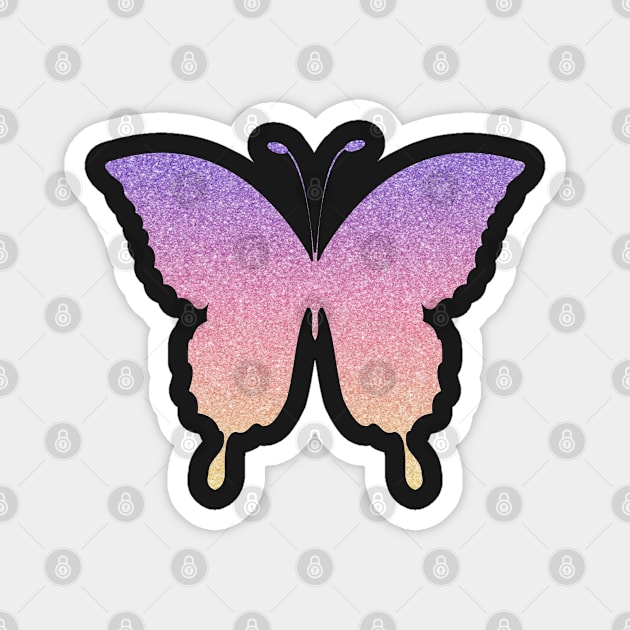 Pastel Sunrise Ombre Faux Glitter Butterfly Magnet by Felicity-K