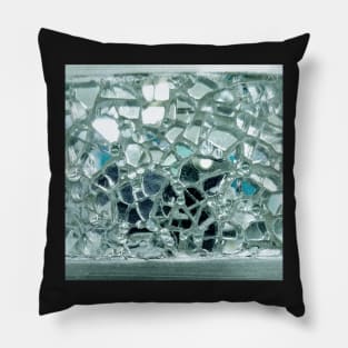 Photographic Image of Icy Blue Mirror and Glass Mosaic Pillow