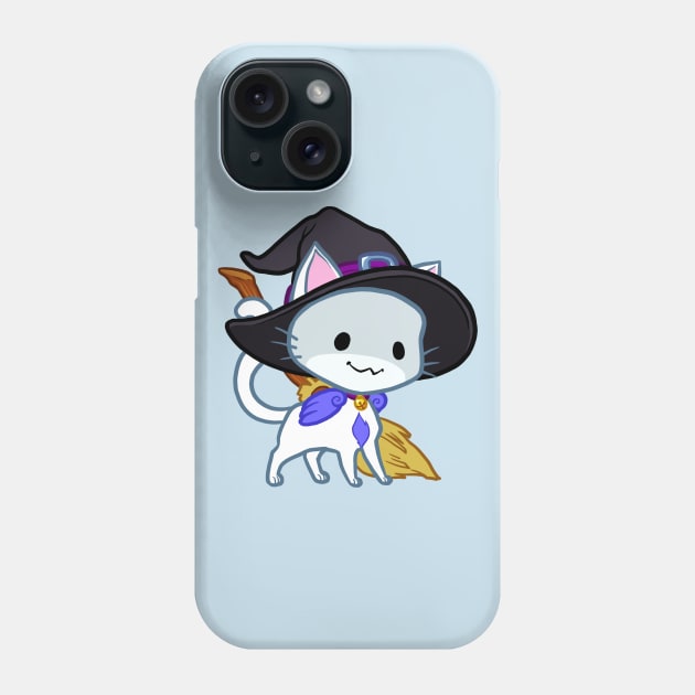 Halloween Chibi Winged Kitty - White Witch Cat Phone Case by theghostfire