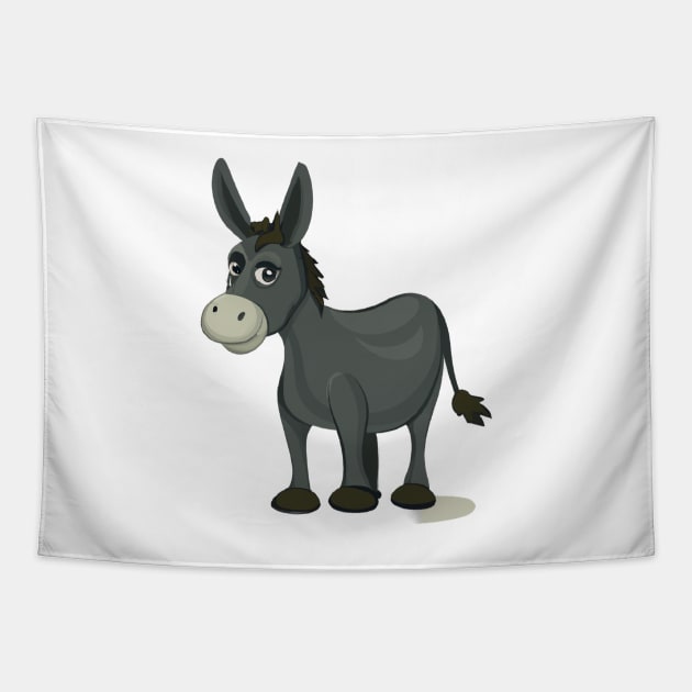 Cute Donkey Drawing Tapestry by Play Zoo