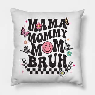 Groovy Vintage Mama Mommy Mom Bruh Funny Mother's Day Pillow