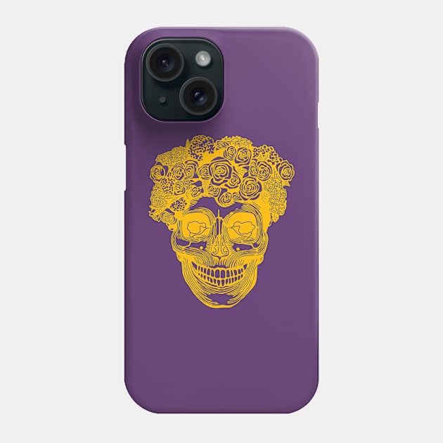 Flower Crown Skull (Orange) Phone Case by ziafrazier