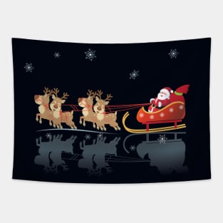 Winter Holiday Fairy Tale Santa Clous and Reindeer Tapestry