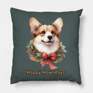 Happy howlidays Corgi Pillow