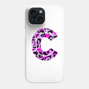 Abstract Letter C Watercolour Leopard Print Alphabet Phone Case