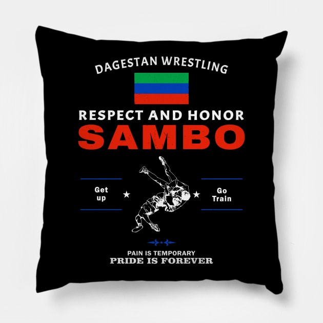 Sambo Dagestan Wrestling Pillow by NicGrayTees