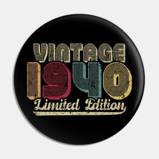 Vintage 1940 Limited Edition 80th Birthday Gift Pin