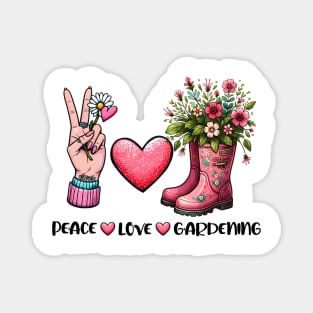 Peace, Love and Gardening Magnet