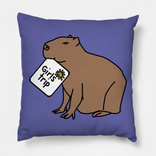 Cute Capybara Goes on a Girls Trip Pillow