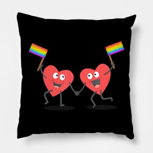 Cute Hearts Waving Flags Lgbt Valentine Pillow