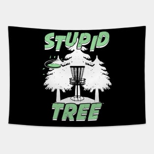 Funny Stupid Tree Disc Golf Player Gift Tapestry