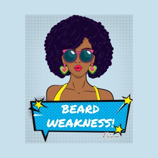 Lip Biting Pop Art Beard Weakness Afro Woman T-Shirt