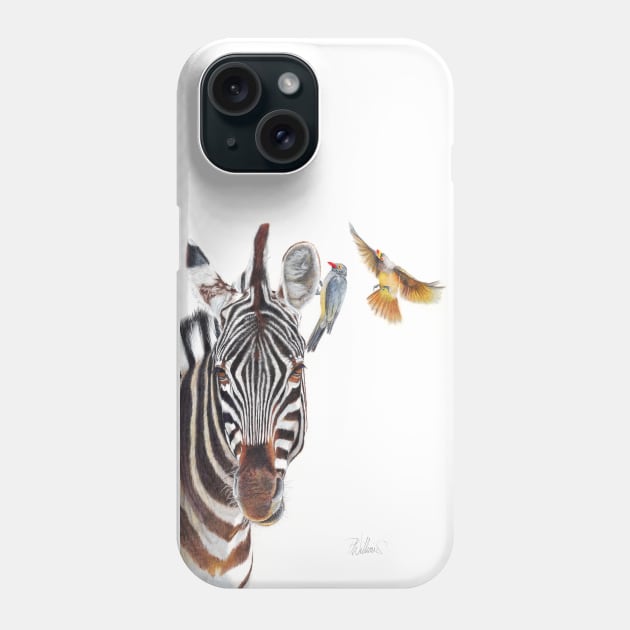 Horse Whisperer - zebra coloured pencil drawing Phone Case by Mightyfineart