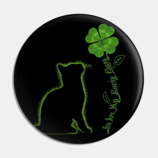 You Are My Lucky Charm - St. Patricks Day Cat - Glowing Kitten With Four Leaf Clover Pin by Trade Theory