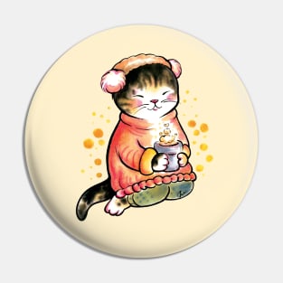 Cat with sweet hot drink Pin