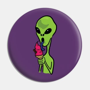 Alien eating ice-cream Pin