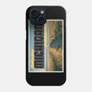 Greetings from Michigan - Vintage Travel Postcard Design Phone Case