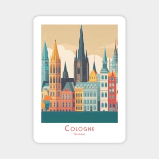 Vintage Retro Colorful Cologne Cityscape Germany Magnet