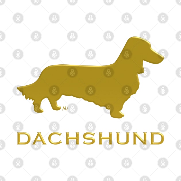 Longhaired Dachshund silhouette golden color by mariauusivirtadesign