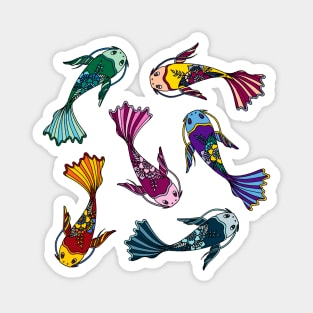 Koi Fish Pattern Colorful Palette Magnet