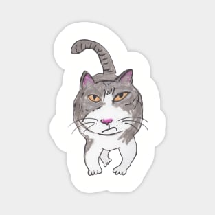 Fun Cranky Cat Friend Doodle Magnet