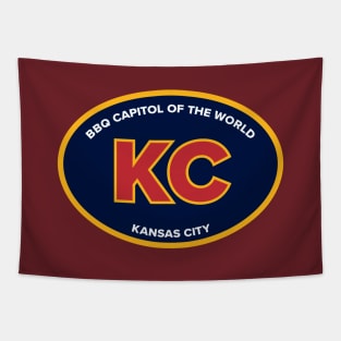 Kansas City Missouri KC BBQ Capital Blue Oval Tapestry