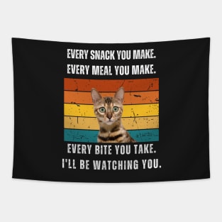 Every snack you make. Bengal cat retro design Tapestry