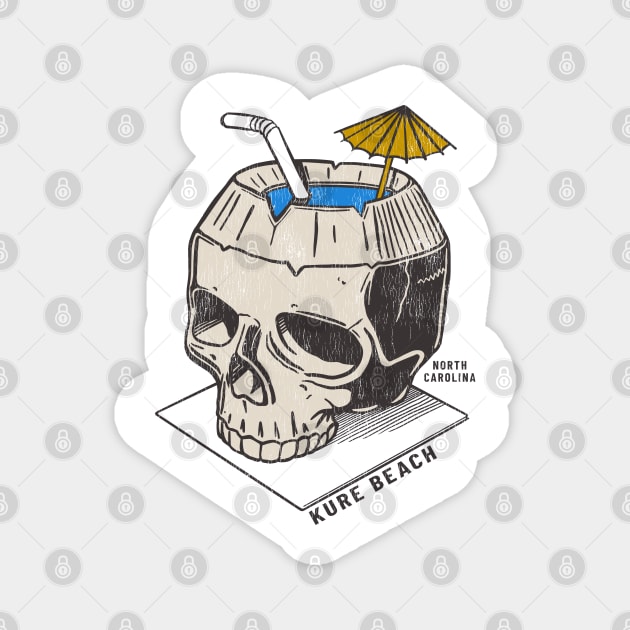 Kure Beach, NC Summertime Vacationing Skull Drink Magnet by Contentarama