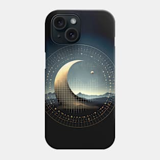 Moon Geometry 2: Moon Landscape on a Dark Background Phone Case