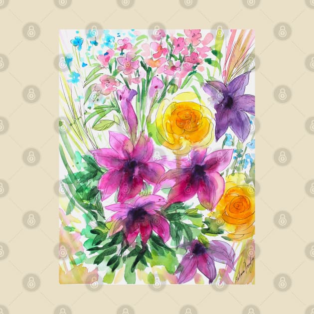 Summer in Full Bloom Watercolor Painting by SvitlanaProuty