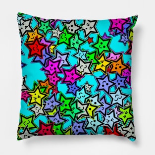 Cute Smiley Stars - Star Pattern Pillow