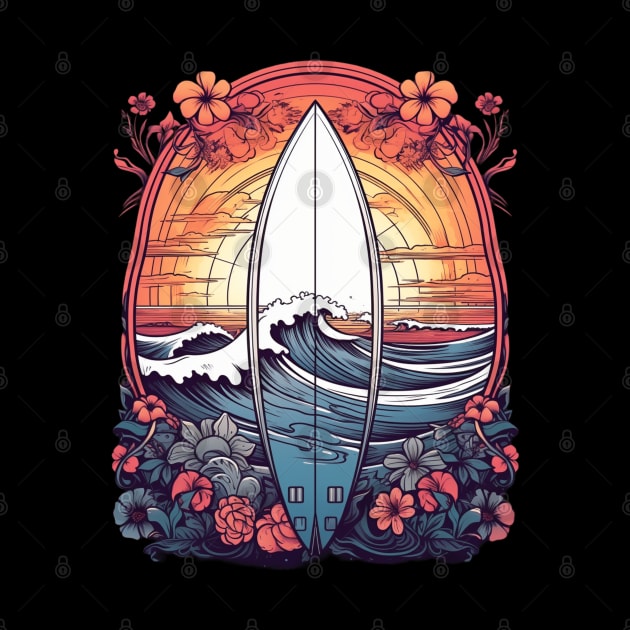 Summer Surf Board Sunset by Nightarcade