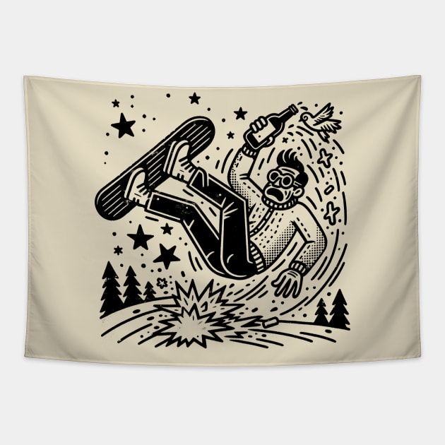 Snowboard Crash Tapestry by jarq