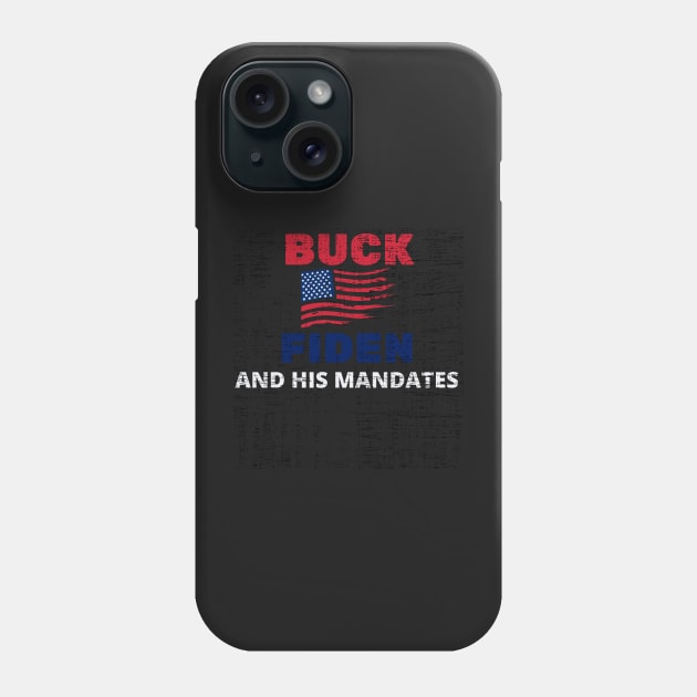 Buck Fiden And His Mandates - American Flag Desstresed Text Design Phone Case by WassilArt