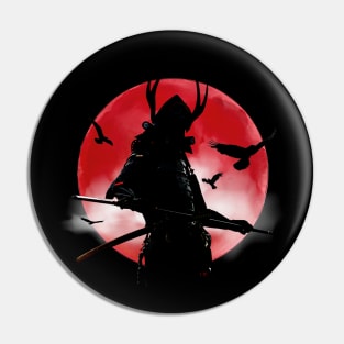 Samurai Warrior Red Moon Pin