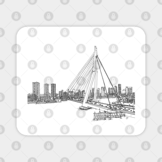 Erasmus Bridge in Rotterdam Magnet by valery in the gallery