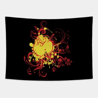 Heart Splatter With Swirling Plants Tapestry