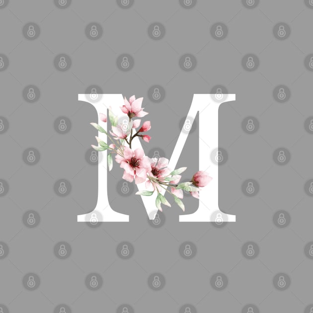 Letter M Monogram With Cherry Blossoms by thesnowwhyte