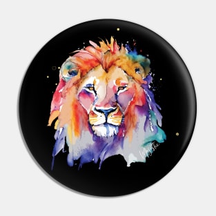 Majestic Lion Watercolor Art Print Pin