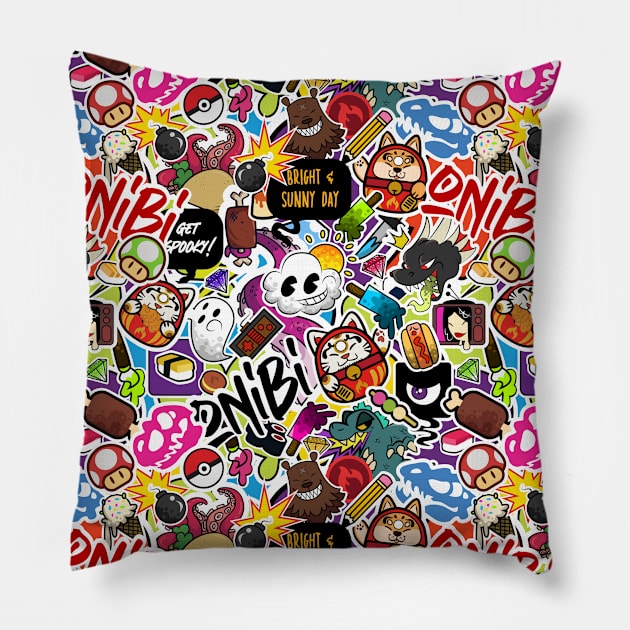 Stickerbomb Pillow by therealfirestarter