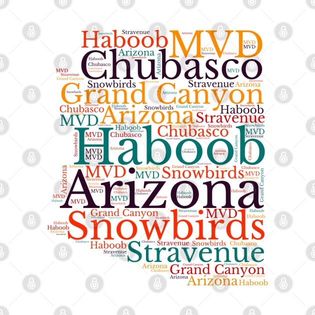 Arizona map with Arizonan Popular phrases by maro_00