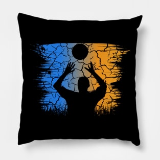 Travel back in time with beach volleyball - Retro Sunsets shirt featuring a player! Pillow