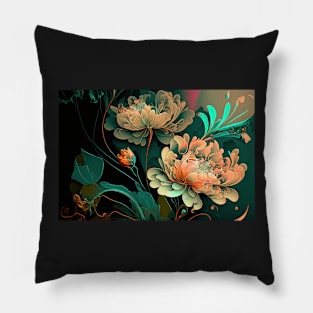 Abstract Floral Garden Botanical Print Pillow