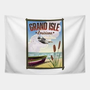 Grand Isle, Louisiana Travel poster Tapestry