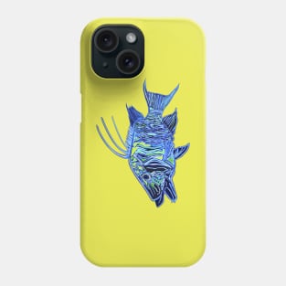 Neon Blue Green Hogfish - funky fish design Phone Case