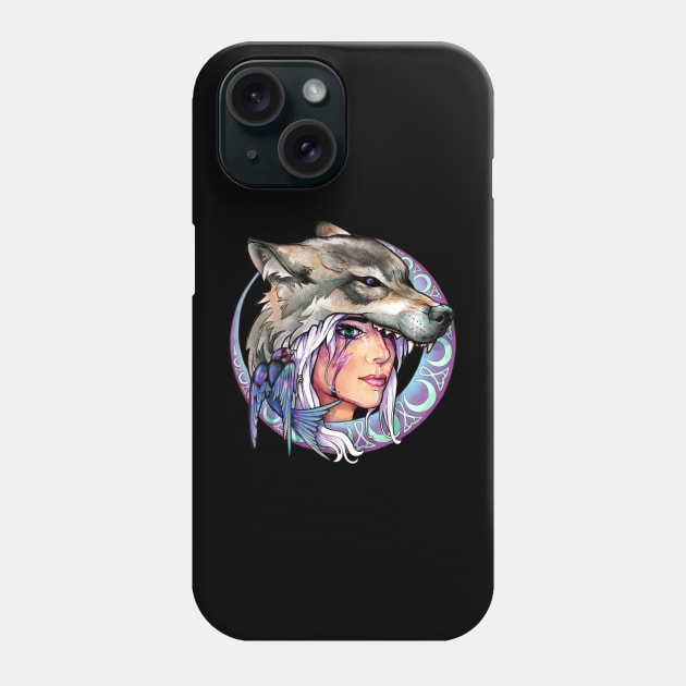 Wolf & Swallow - Art Nouveau Medallion [MOONLIGHT] Phone Case by Lix