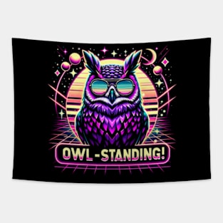 Owl-standing - Synthwave Tapestry