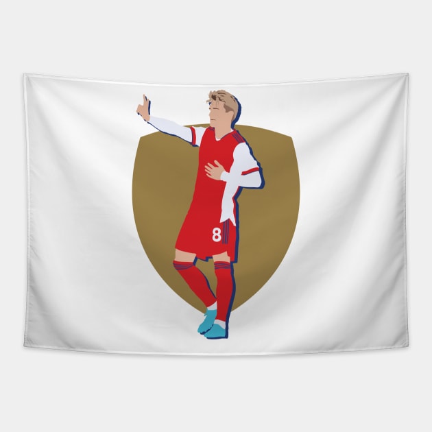 Martin Odegaard Arsenal No. 8 Collage Tapestry by Jackshun